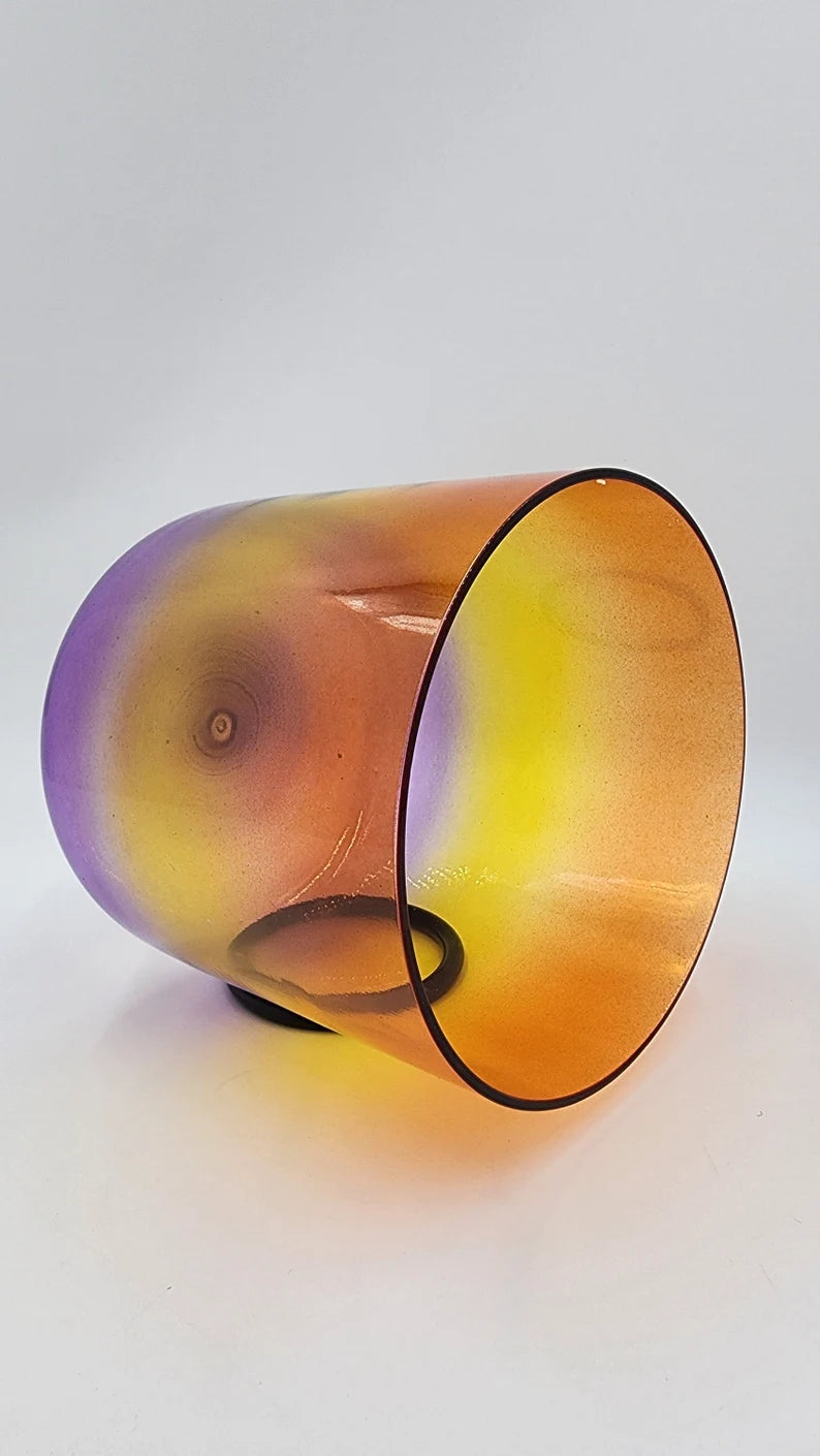 Sunset Serenade: The Captivating Harmony of the 7" D Note Perfect Pitch Golden Plum Sunset Clear Crystal Singing Bowl - Thecosmicaccess