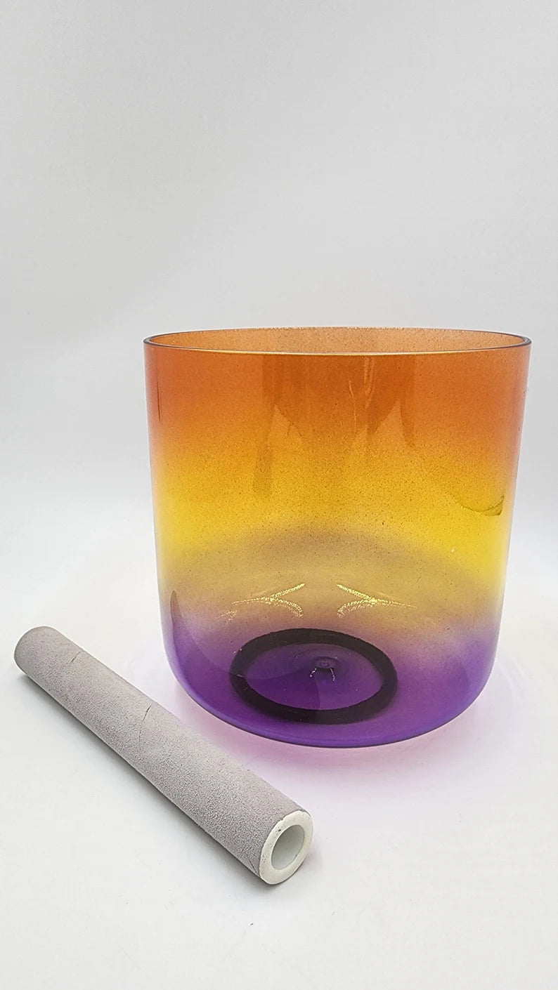 Sunset Serenade: The Captivating Harmony of the 7" D Note Perfect Pitch Golden Plum Sunset Clear Crystal Singing Bowl - Thecosmicaccess