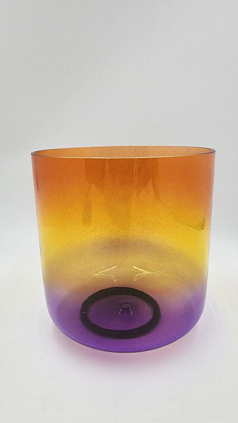 Sunset Serenade: The Captivating Harmony of the 7" D Note Perfect Pitch Golden Plum Sunset Clear Crystal Singing Bowl - Thecosmicaccess