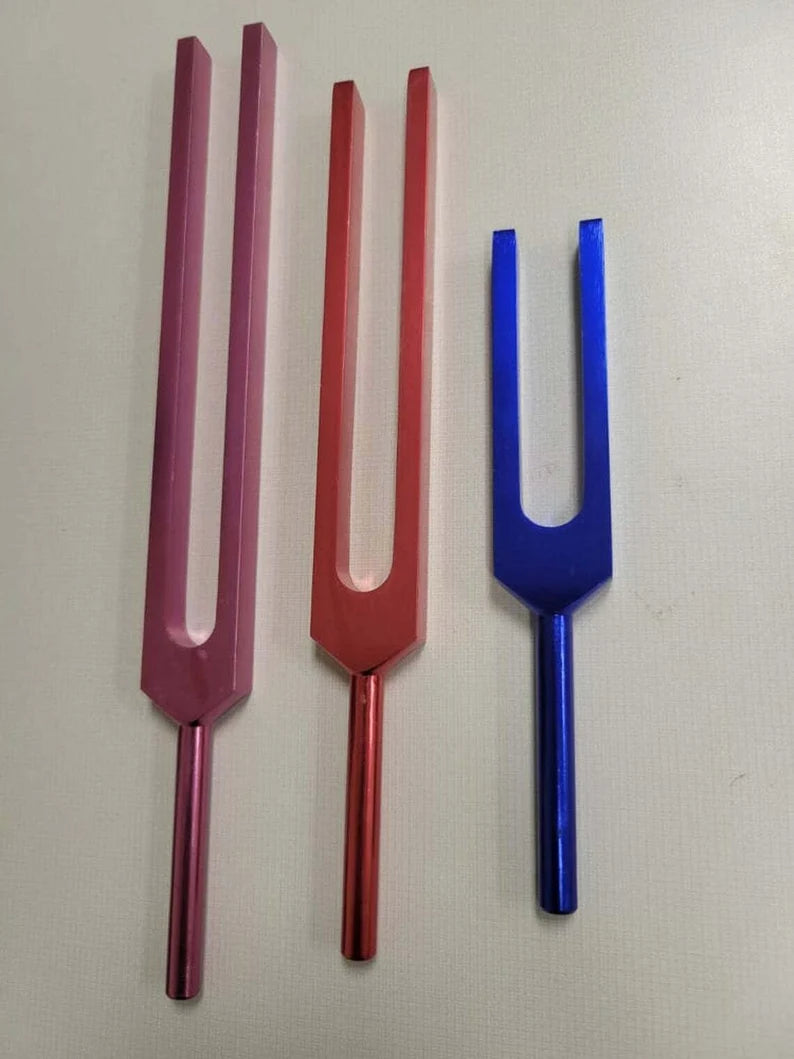 Set of 3 Color Unweighted Missing Sacred Solfeggio Tuning Fork for Healing