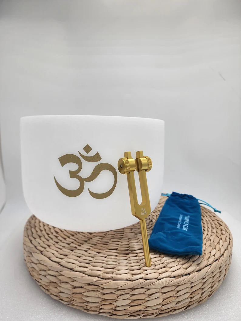 Harmonize Your Spirit: Perfect Pitch 8" F Note Om Crystal Singing Bowl and Soul Purpose Tuning Fork for Sound Healing and Meditation