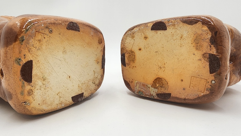Vintage Pair Brown Glazed Elephant Garden Stands - Charming Decorative Accent - Thecosmicaccess