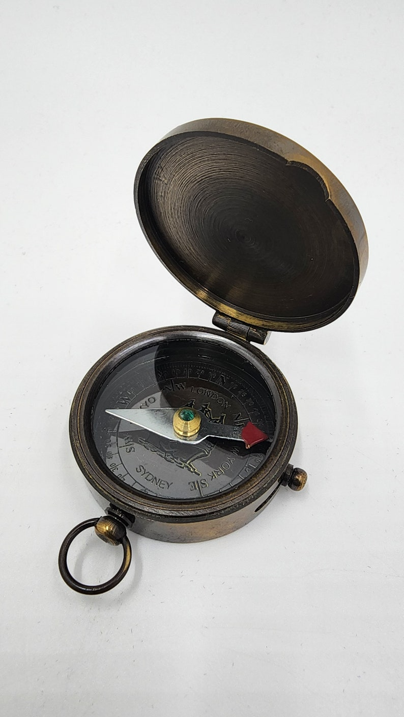 Antique Reproduction Brass Pocket 1812 Royal Navy Compass Vintage Inspired Survival Compass for Outdoor Adventures and Decor CozyCottageByJess - Thecosmicaccess