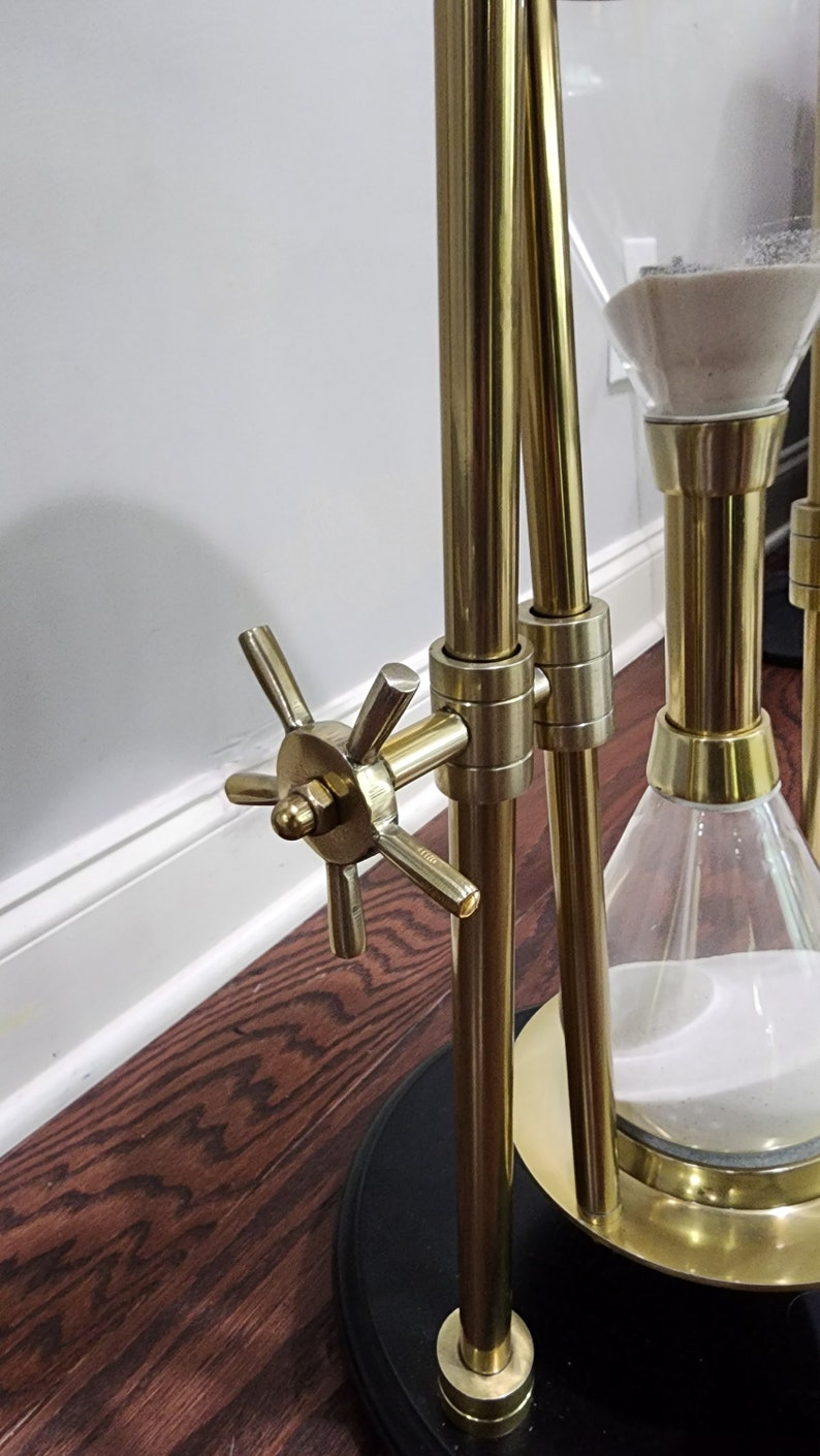 Exquisite Gold Metal End Table: Rare Sandtimer Design in Aluminium and Glass Sophisticated Home Decor Elegant Gift Idea - Thecosmicaccess