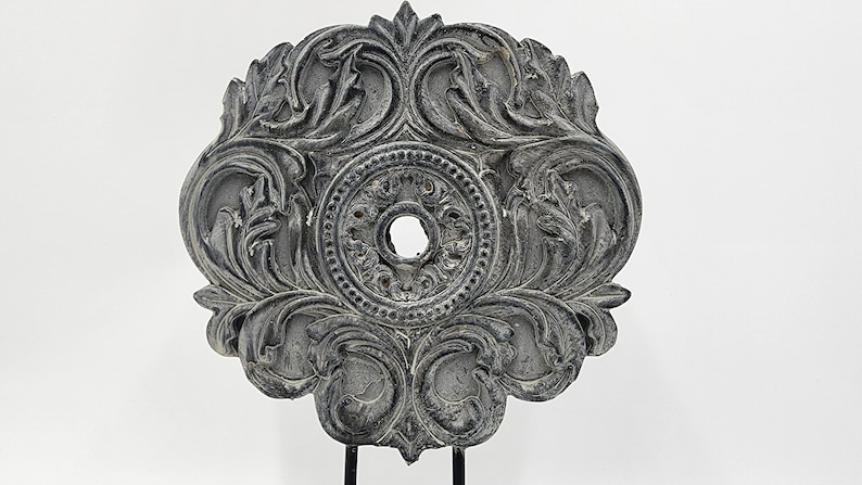 Enchanting Gray Decorative Medallion - Masterful Artistry with Metal Support - Versatile Home Decor Accent - Perfect Gift Idea - Thecosmicaccess