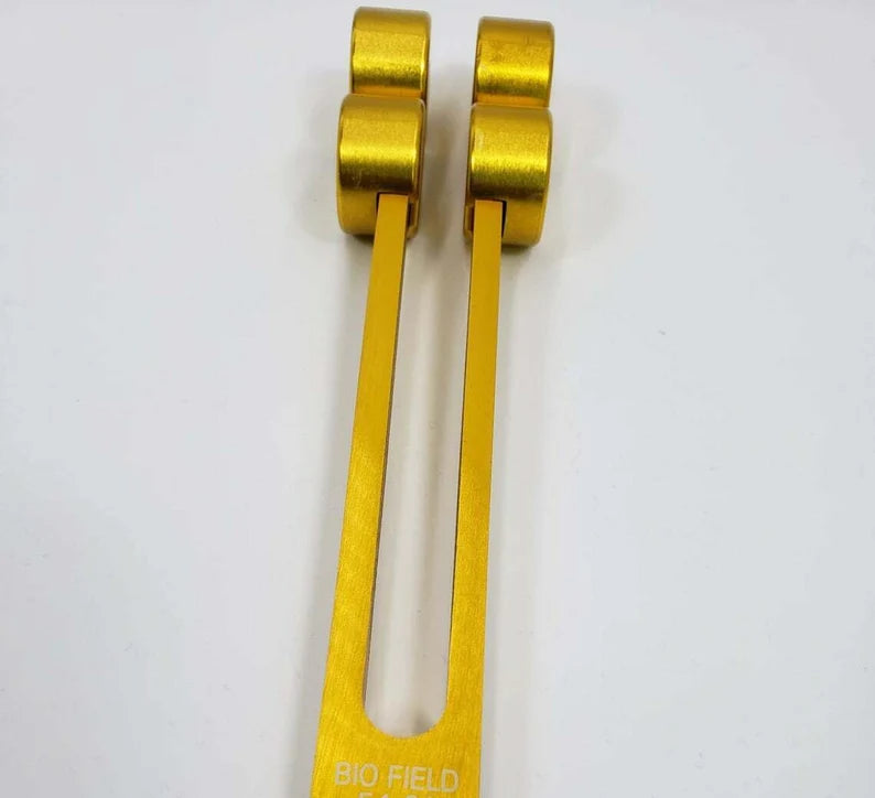 Biblio and Biofield Frequency Body Gold Color Tuning Forks with Pouch and 2 Mallets - Thecosmicaccess