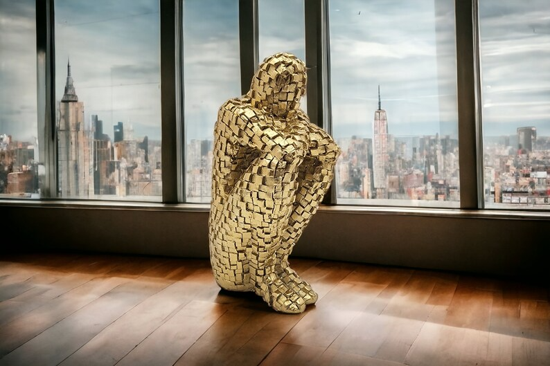 Abstract Thinker Dreamer Sculpture - Handmade Character Statue for Desktop, Living Room, Bookshelf, Study Room - Collectible Art Resin Decor - Thecosmicaccess