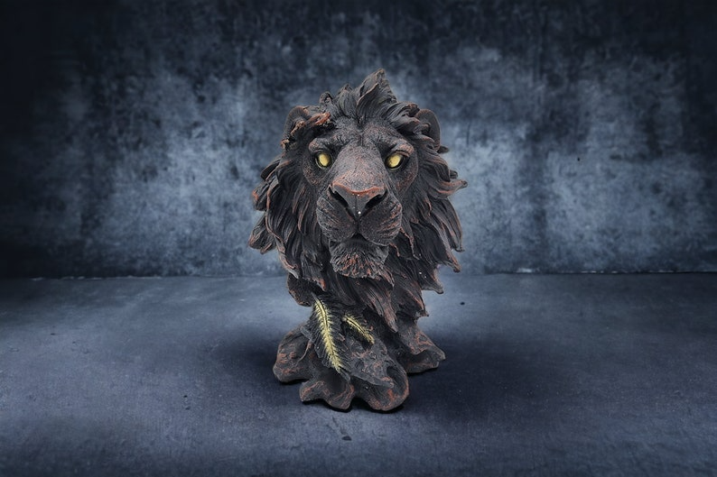 Rare Collectible Majestic Handmade Bronze Lion Bust Sculpture - Exquisite Home Decor and Collectible Art Piece - Thecosmicaccess
