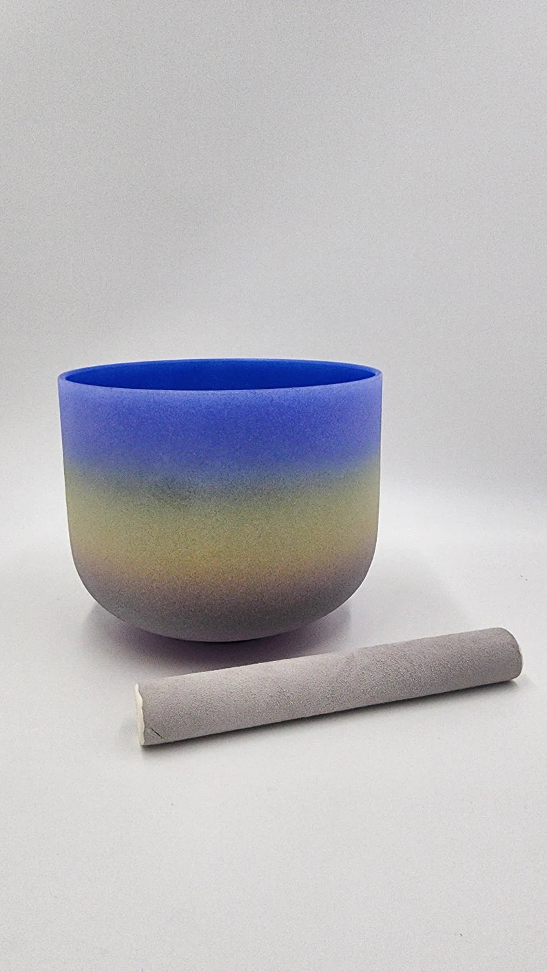 Perfect Pitch 7 Inch A Note Rainbow Quartz Crystal Singing Bowl includes Mallet, O ring and Secured CASE- Enchanting Harmony