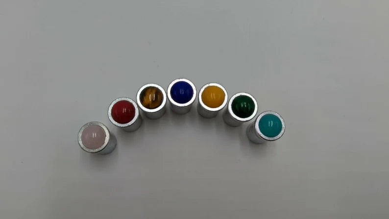 Chakra Weighted Tuning Fork Set with Gem Attenuators,1 mallet and pouch