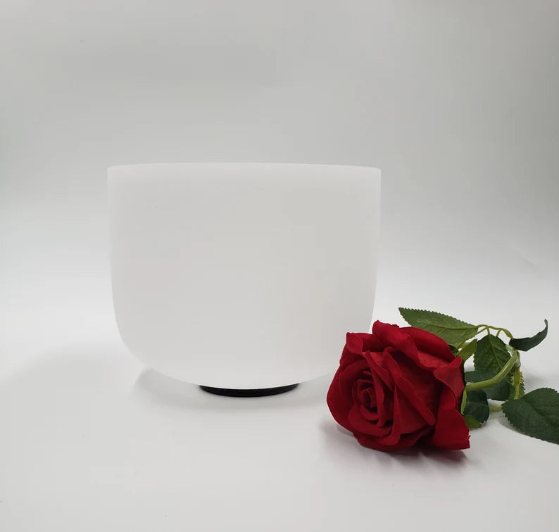 10 inch F Note White Crystal Singing Bowl with mallet, O ring and Padded CASE - Unleash the Power of Resonance