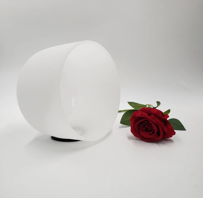 10 inch F Note White Crystal Singing Bowl with mallet, O ring and Padded CASE - Unleash the Power of Resonance