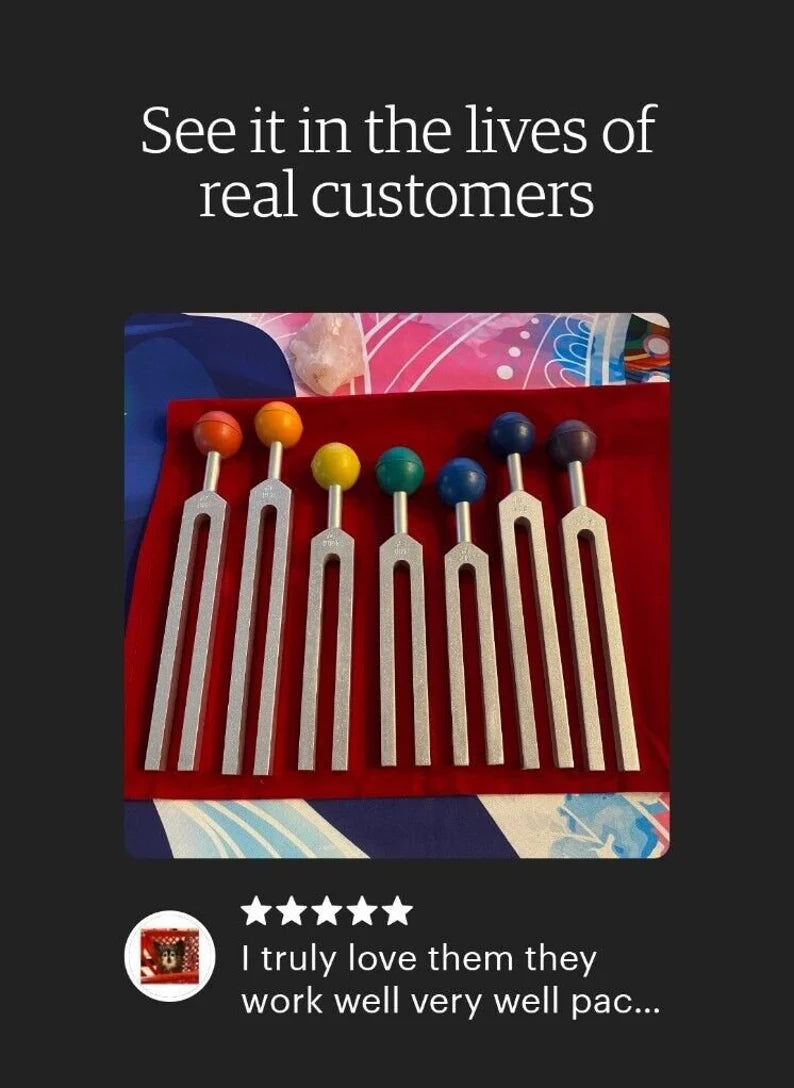 Solar Harmonic Spectrum 8 Set Tuning Forks with Striker Velvet Bag Color Balls