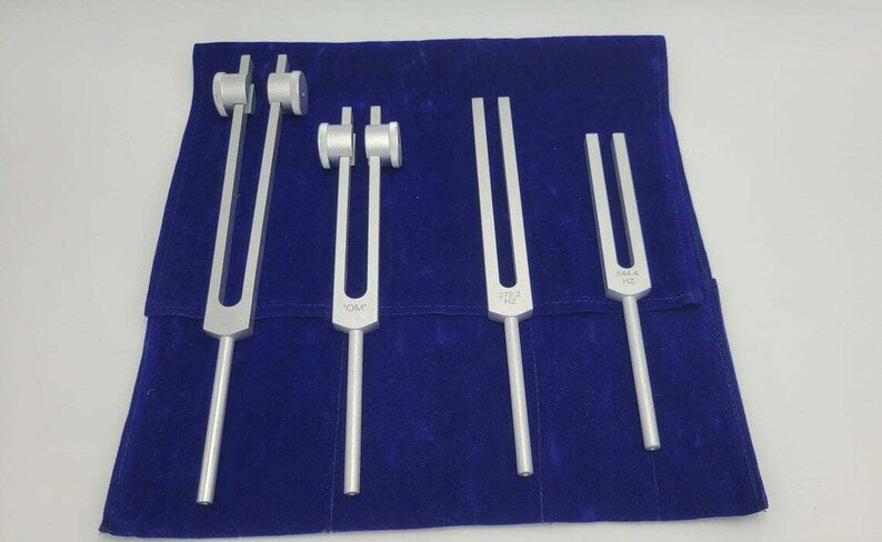 Weighted Low Mid and Unweighted High OM OHM Set of 4 Tuning Forks