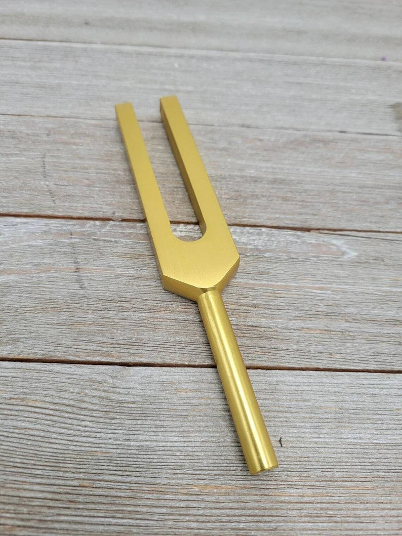 1111 Hz Sonic Sage Unweighted Gold Color Tuning Fork with Mallet and Bag