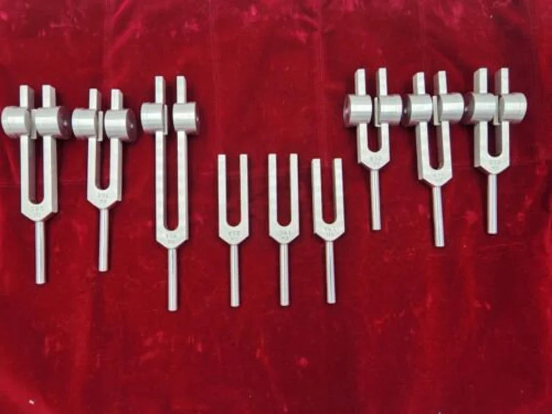 Solfeggio Tuning Fork Set Sound Therapy Healing with Mallet and Bag