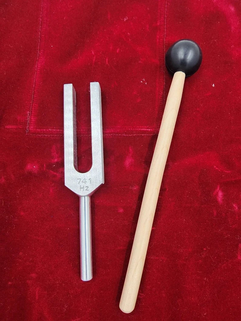 Solfeggio Tuning Fork Set Sound Therapy Healing with Mallet and Bag