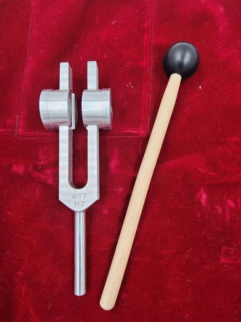 Solfeggio Tuning Fork Set Sound Therapy Healing with Mallet and Bag