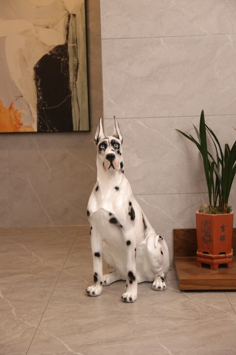 Big Rare Great Dane Sitting Dog 32" Ceramic Life Size Statue Sculpture Italian - Thecosmicaccess