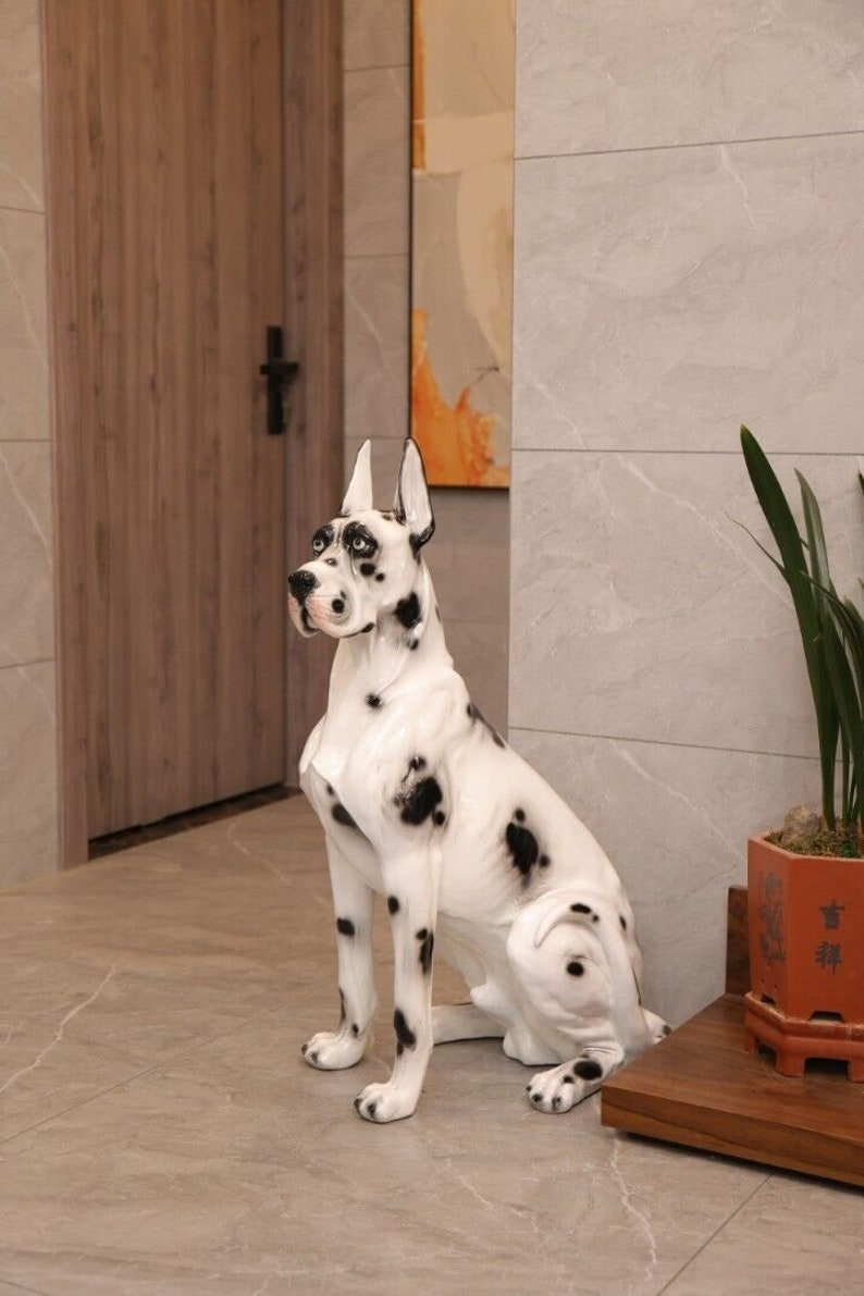 Big Rare Great Dane Sitting Dog 32" Ceramic Life Size Statue Sculpture Italian - Thecosmicaccess