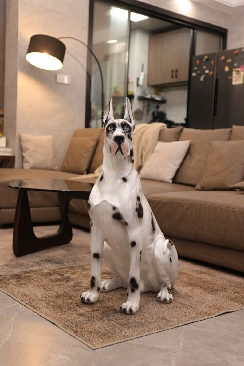 Big Rare Great Dane Sitting Dog 32" Ceramic Life Size Statue Sculpture Italian - Thecosmicaccess