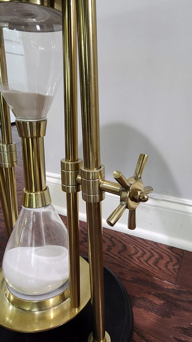 Exquisite Gold Metal End Table: Rare Sandtimer Design in Aluminium and Glass Sophisticated Home Decor Elegant Gift Idea - Thecosmicaccess