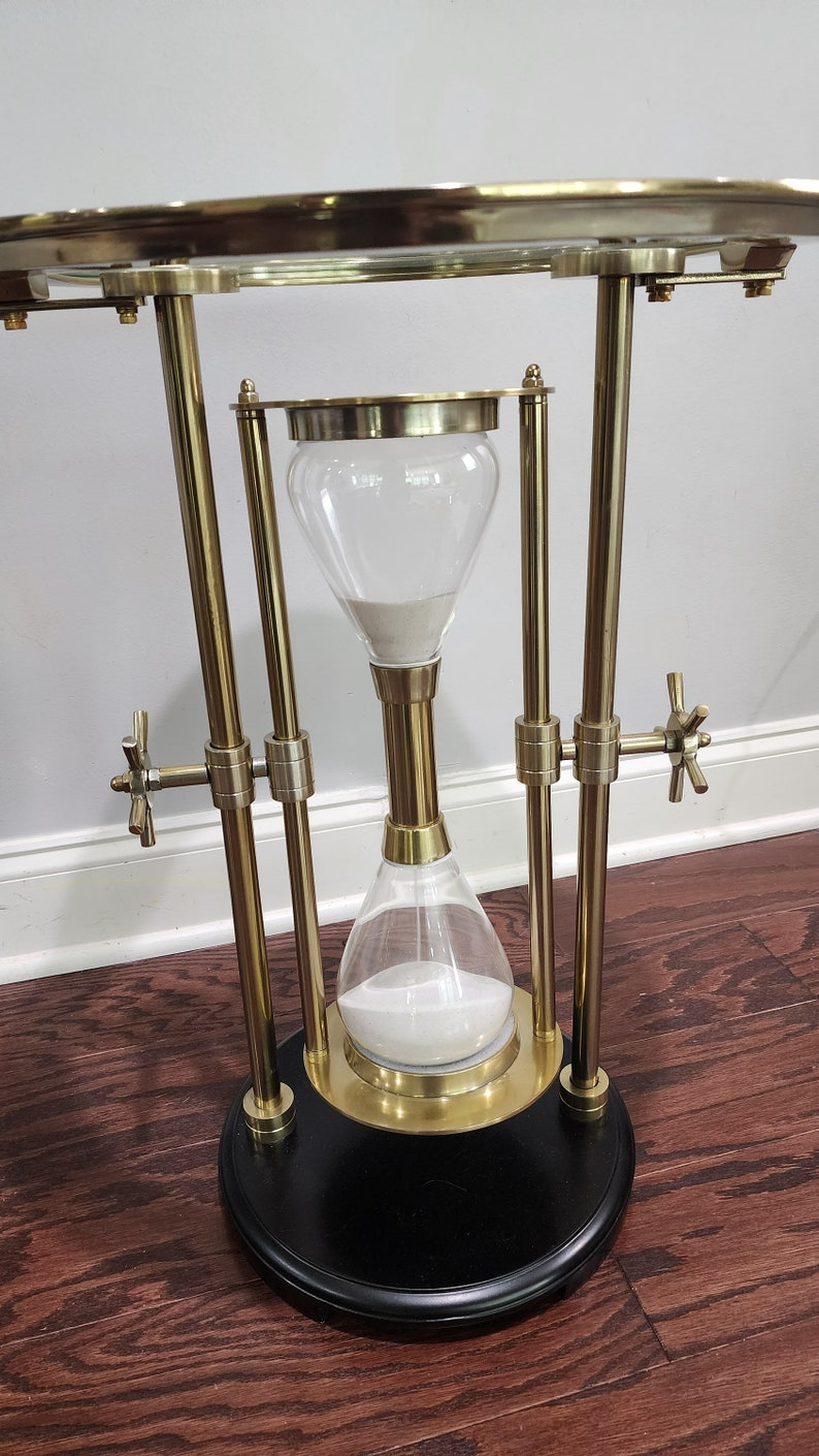 Exquisite Gold Metal End Table: Rare Sandtimer Design in Aluminium and Glass Sophisticated Home Decor Elegant Gift Idea - Thecosmicaccess