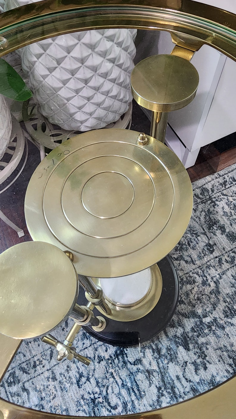 Exquisite Gold Metal End Table: Rare Sandtimer Design in Aluminium and Glass Sophisticated Home Decor Elegant Gift Idea - Thecosmicaccess