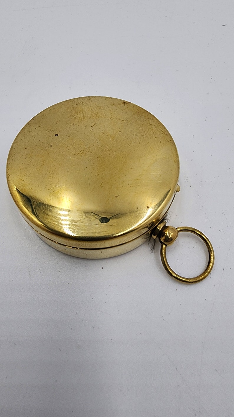 Vintage Pocket Compass Yellow Face Gold Tone Collectible Compass - Nautical Gift - Mid 80's Estate Find - Functional & Fabulous - Thecosmicaccess
