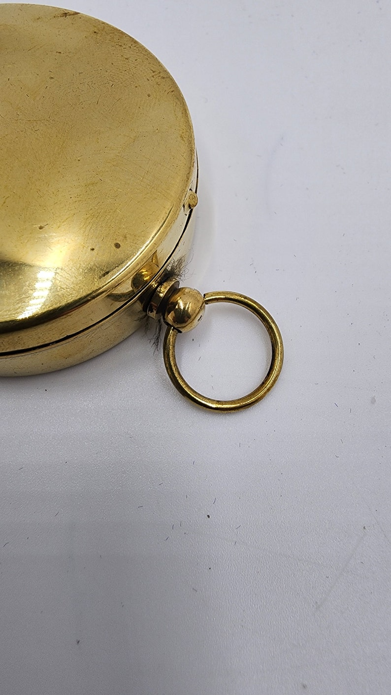 Vintage Pocket Compass Yellow Face Gold Tone Collectible Compass - Nautical Gift - Mid 80's Estate Find - Functional & Fabulous - Thecosmicaccess