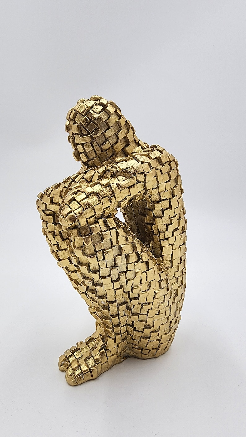 Abstract Thinker Dreamer Sculpture - Handmade Character Statue for Desktop, Living Room, Bookshelf, Study Room - Collectible Art Resin Decor - Thecosmicaccess