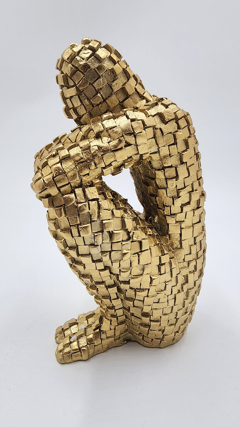 Abstract Thinker Dreamer Sculpture - Handmade Character Statue for Desktop, Living Room, Bookshelf, Study Room - Collectible Art Resin Decor - Thecosmicaccess