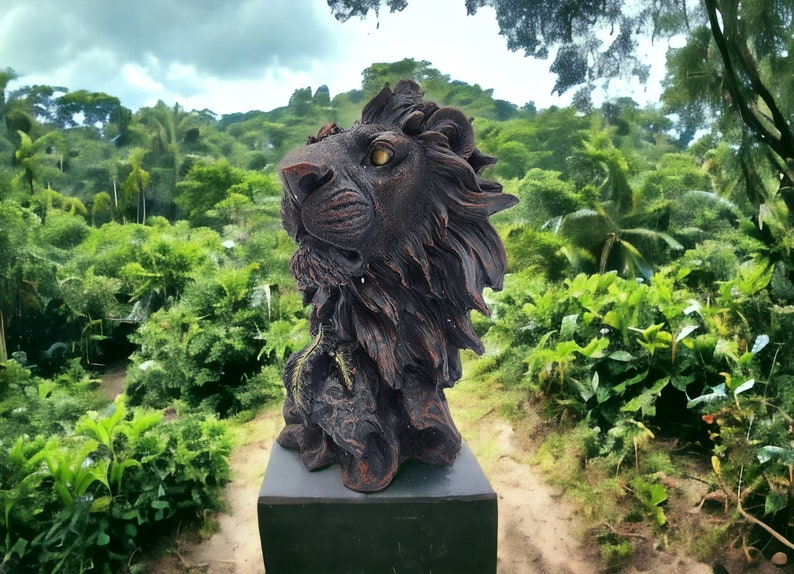 Rare Collectible Majestic Handmade Bronze Lion Bust Sculpture - Exquisite Home Decor and Collectible Art Piece - Thecosmicaccess