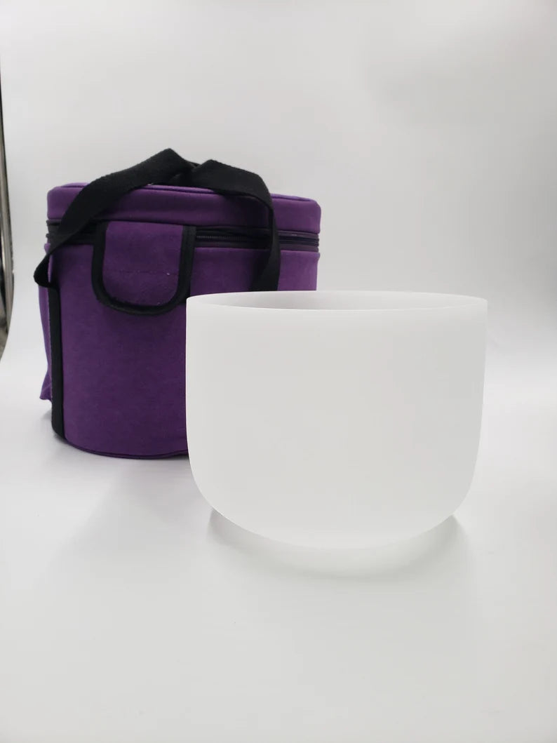 10 inch F Note White Crystal Singing Bowl with mallet, O ring and Padded CASE - Unleash the Power of Resonance