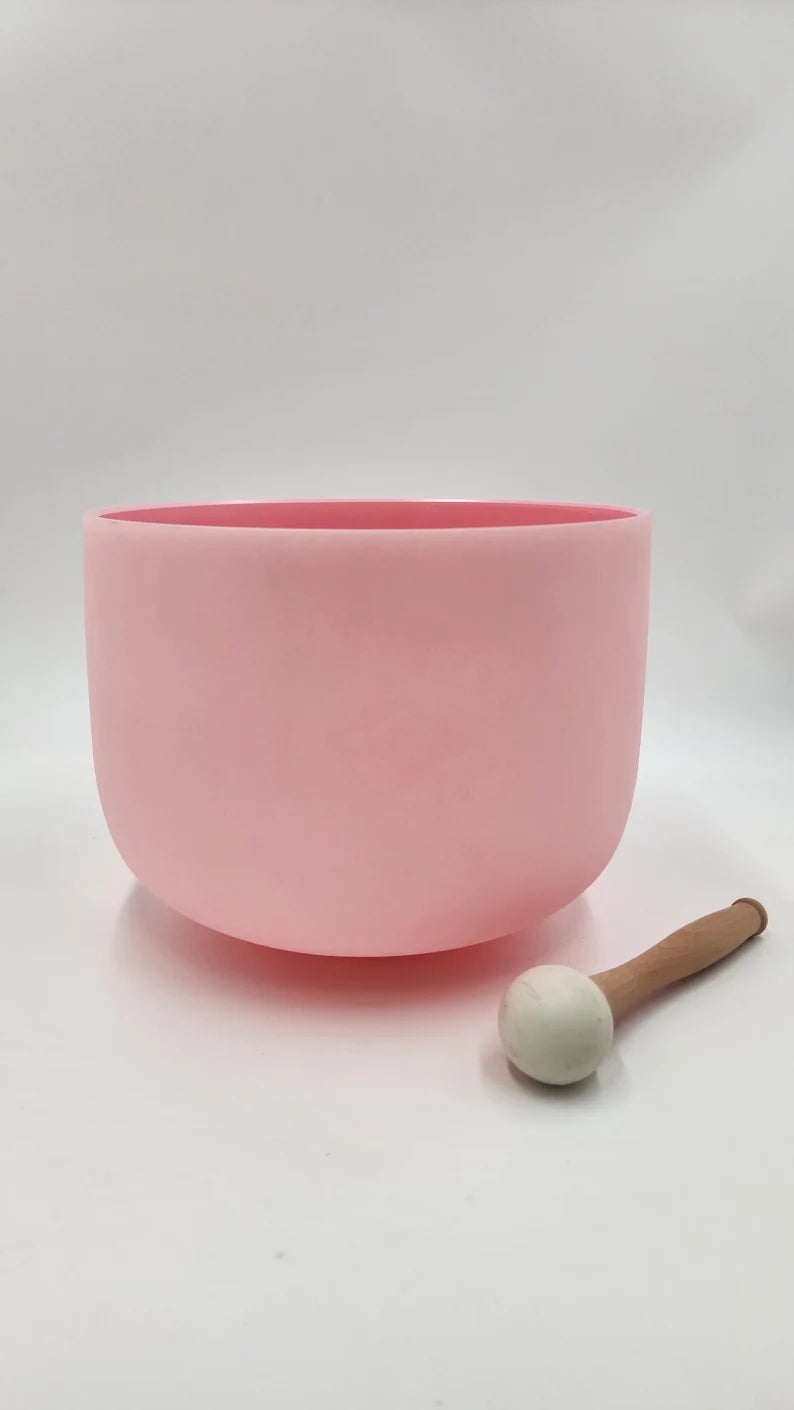 Heart Chakra Elevation : Rare Pink Rose Fusion F Note Crystal Singing Bowl with Padded Secure Case and O-ring
