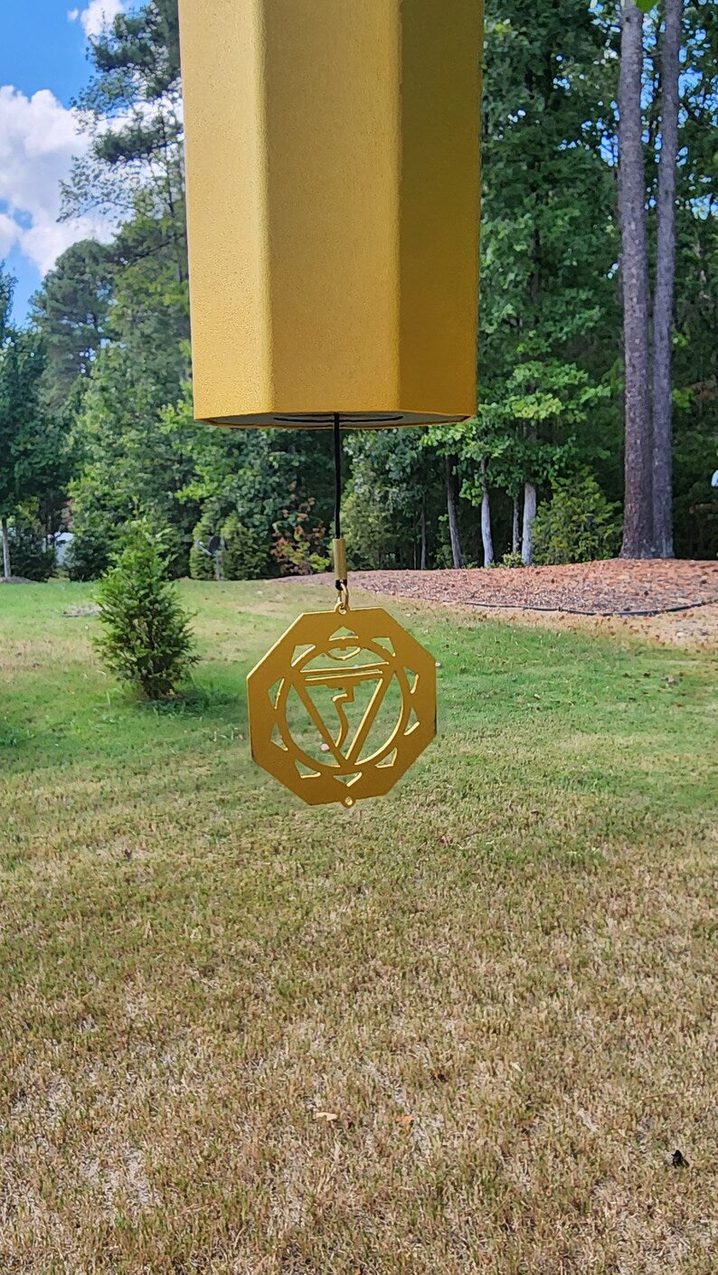 Solar Radiance: Yellow Solar Chakra Metal Chime for Patio Bliss and Vibrant Energy