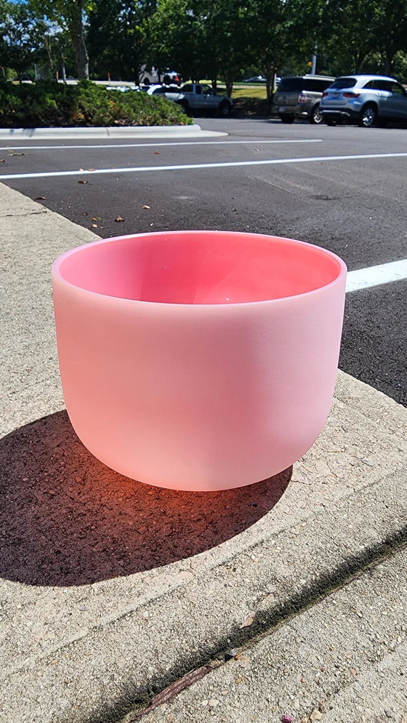 Heart Chakra Elevation : Rare Pink Rose Fusion F Note Crystal Singing Bowl with Padded Secure Case and O-ring