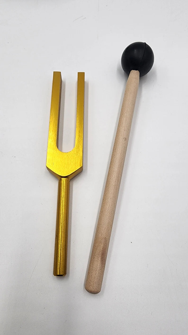 Harmony Tone Gold Resonance Trio - Unweighted Tuning Fork Set of 3 - C & G and 963Hz with Striker and Pouch
