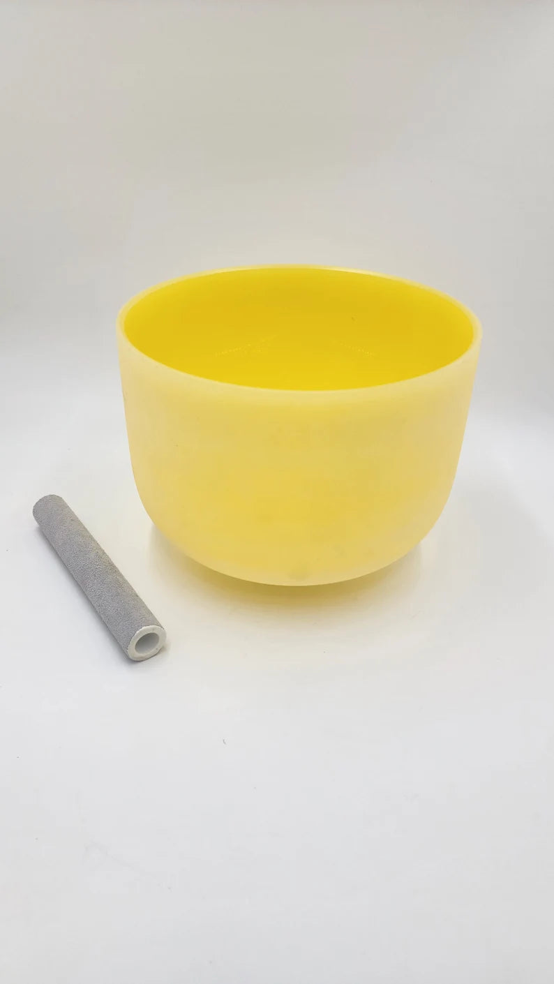 Harmonize Your Spirit with our 432Hz Perfect Pitch 10 inch E Note Solar Plexus Chakra Crystal Singing Bowl Set with Striker and O-ring