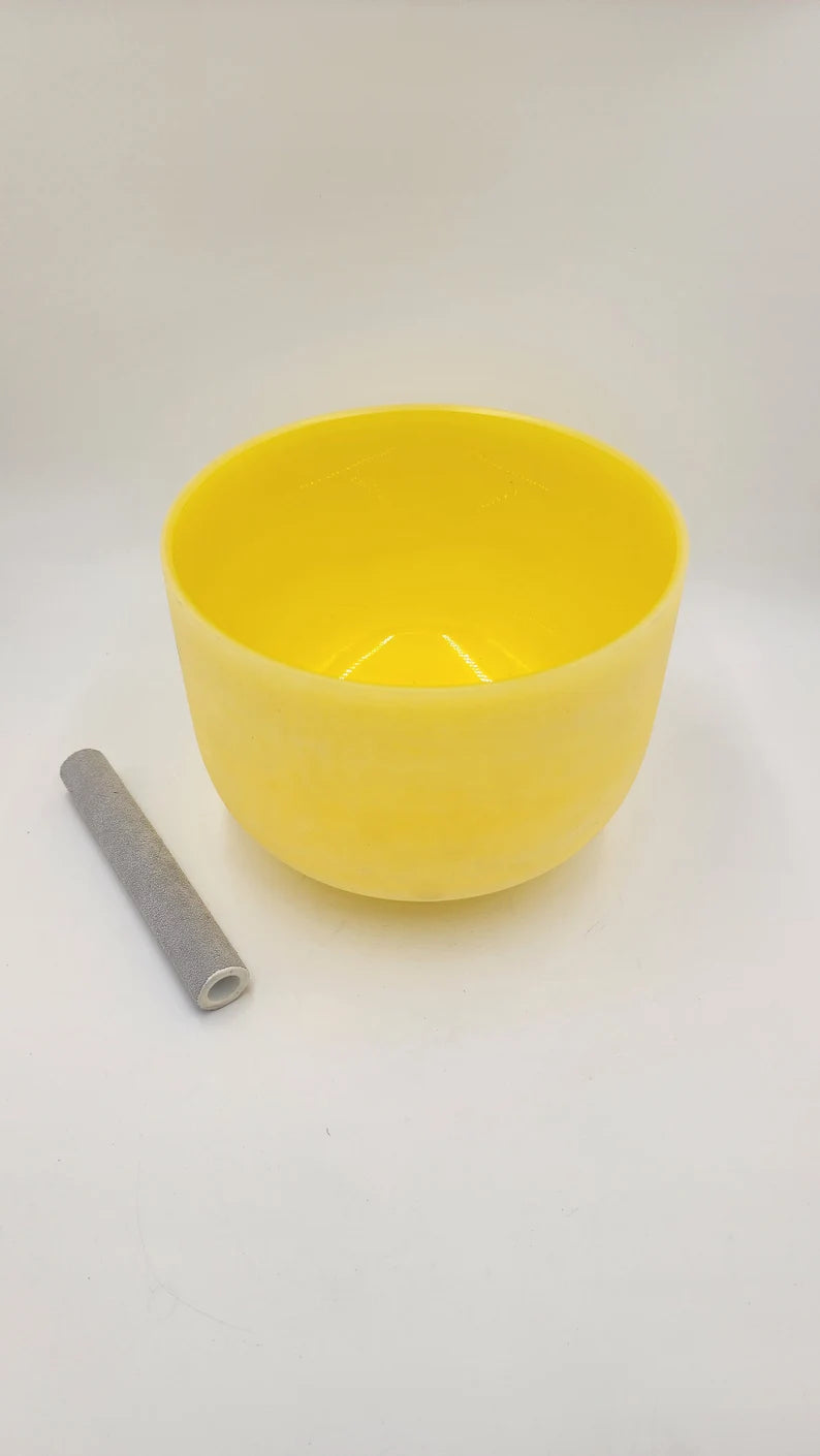 Harmonize Your Spirit with our 432Hz Perfect Pitch 10 inch E Note Solar Plexus Chakra Crystal Singing Bowl Set with Striker and O-ring