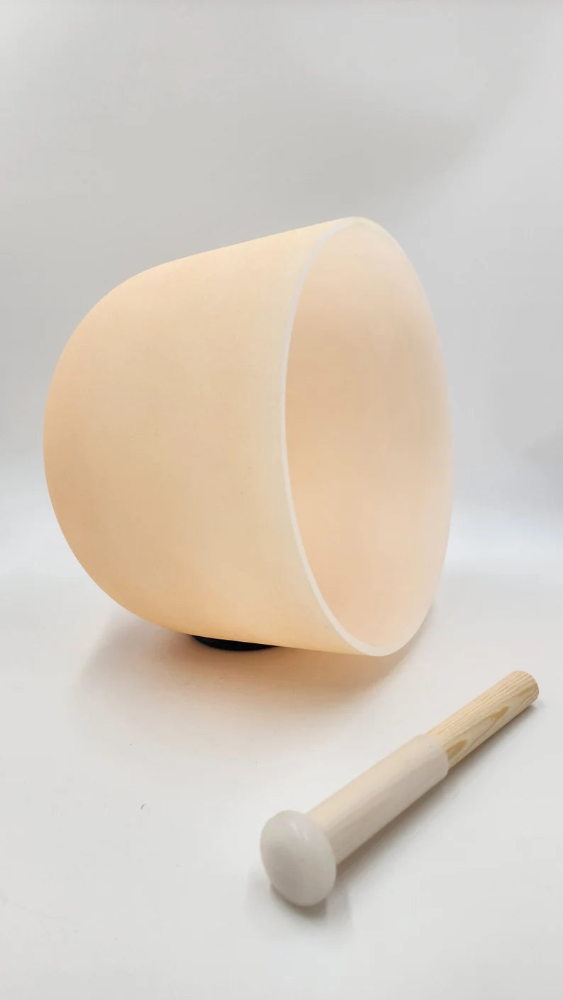 Special Light Orange 432Hz D Note Sacral Chakra Crystal Singing Bowl Set with Padded Secure Case, Bamboo Striker and O-ring