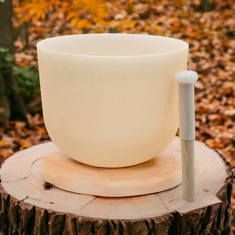 Special Light Orange 432Hz D Note Sacral Chakra Crystal Singing Bowl Set with Padded Secure Case, Bamboo Striker and O-ring