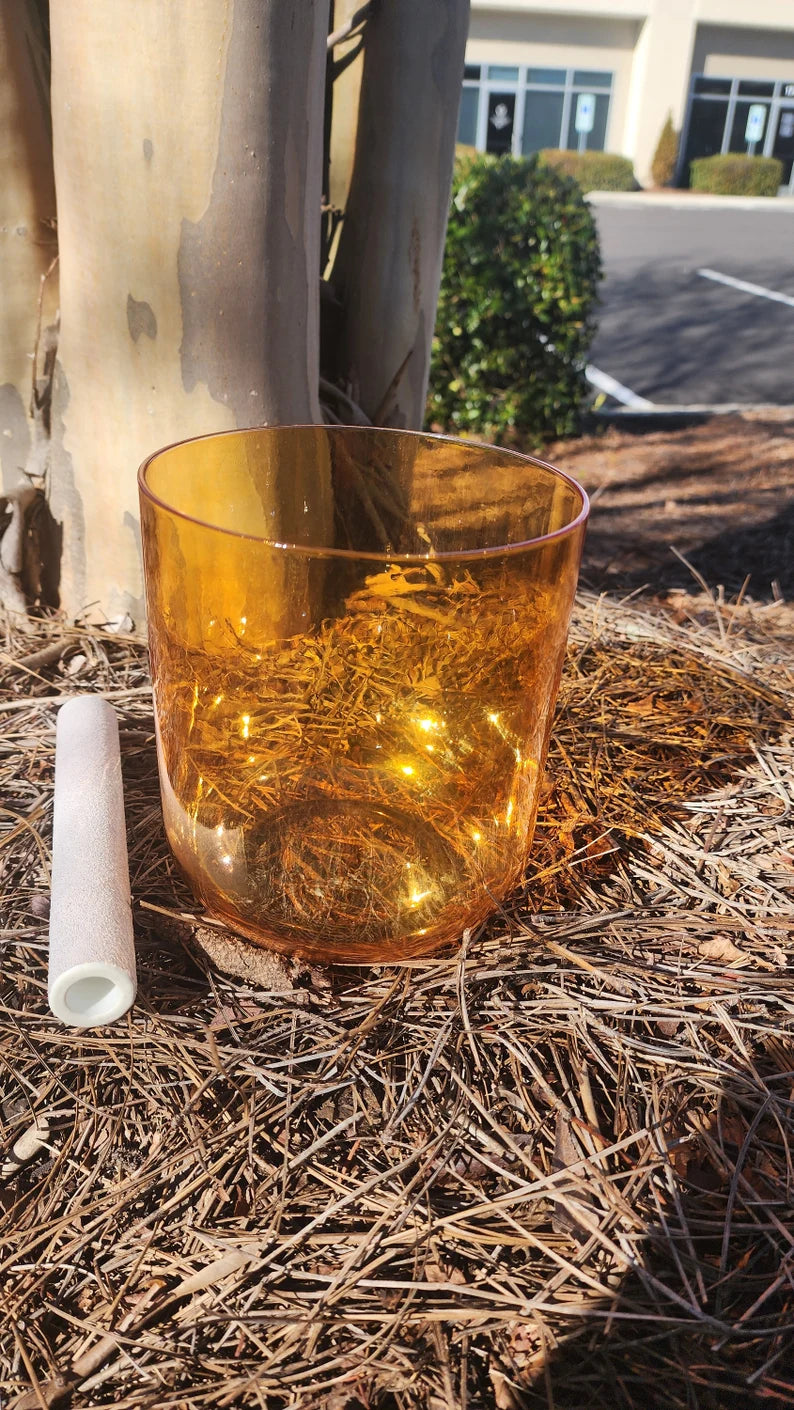 Earthen Clarity Resonance 6" Thymus G# Chakra Clear Crystal Singing Bowl - Discover Harmony and Balance w/ Striker and O-ring