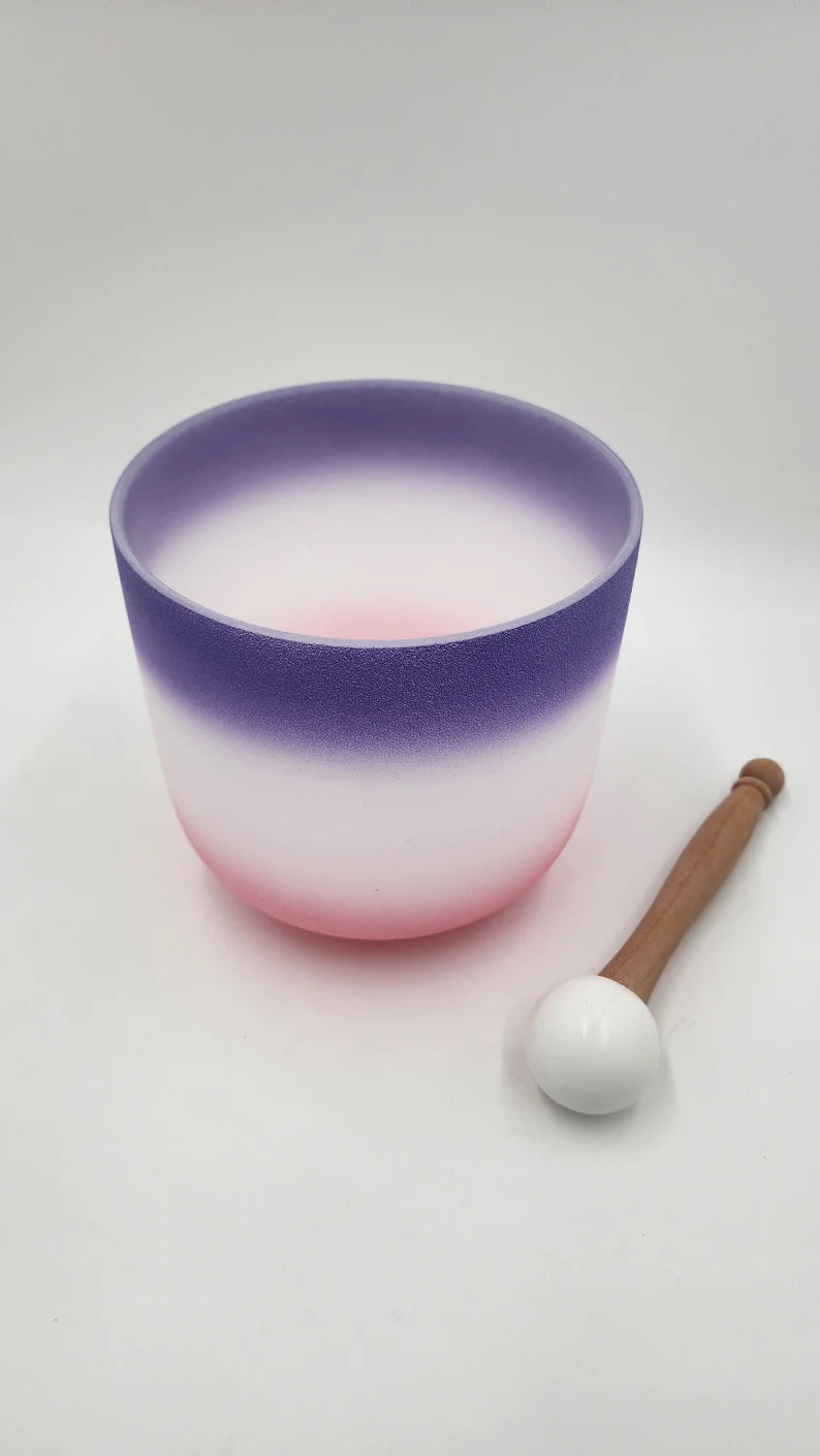 432Hz Lavender Mist Harmony Rainbow Chakra Crystal Singing Bowl with Striker and O-ring