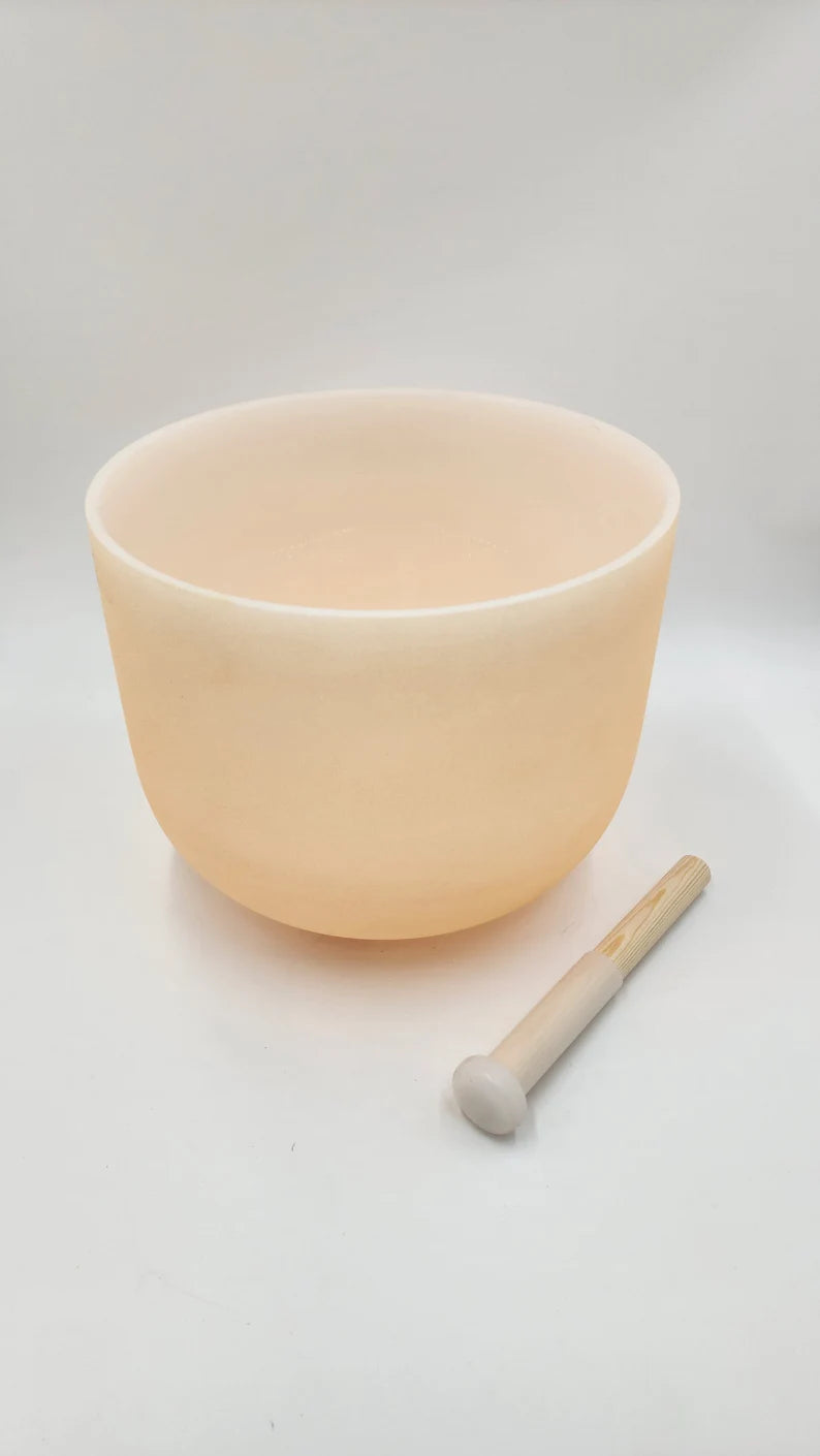 Special Light Orange 432Hz D Note Sacral Chakra Crystal Singing Bowl Set with Padded Secure Case, Bamboo Striker and O-ring