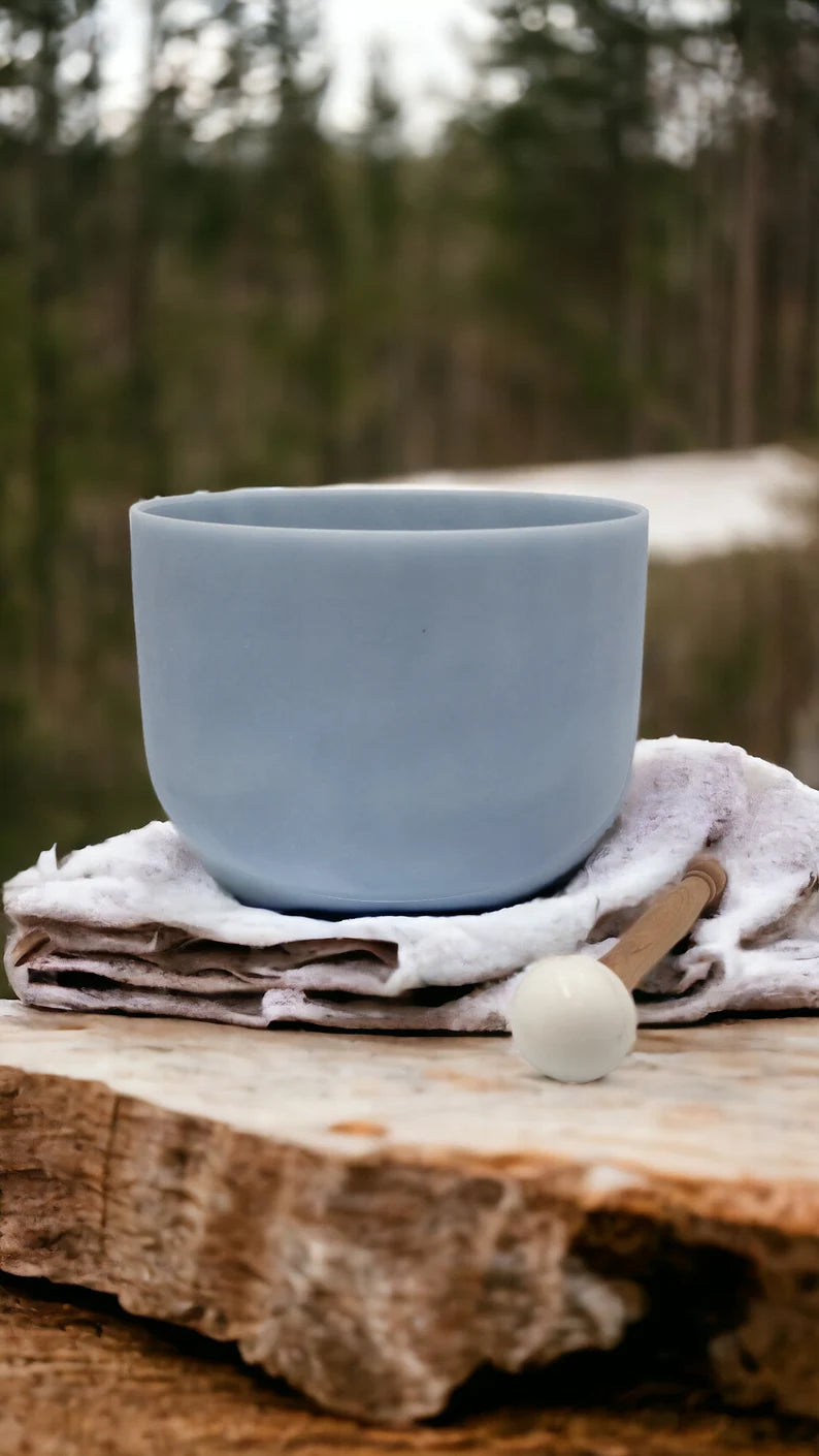 432Hz Perfect Pitch Lapiz Lazuli Chakra 8 inch A Note Crystal Singing Bowl for Your Healing Journey, Complete with Striker and O-Ring