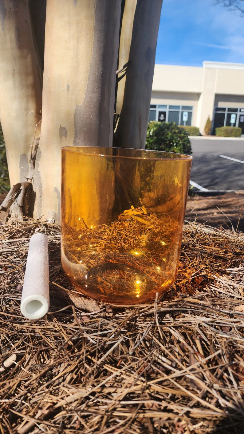 Earthen Clarity Resonance 6" Thymus G# Chakra Clear Crystal Singing Bowl - Discover Harmony and Balance w/ Striker and O-ring