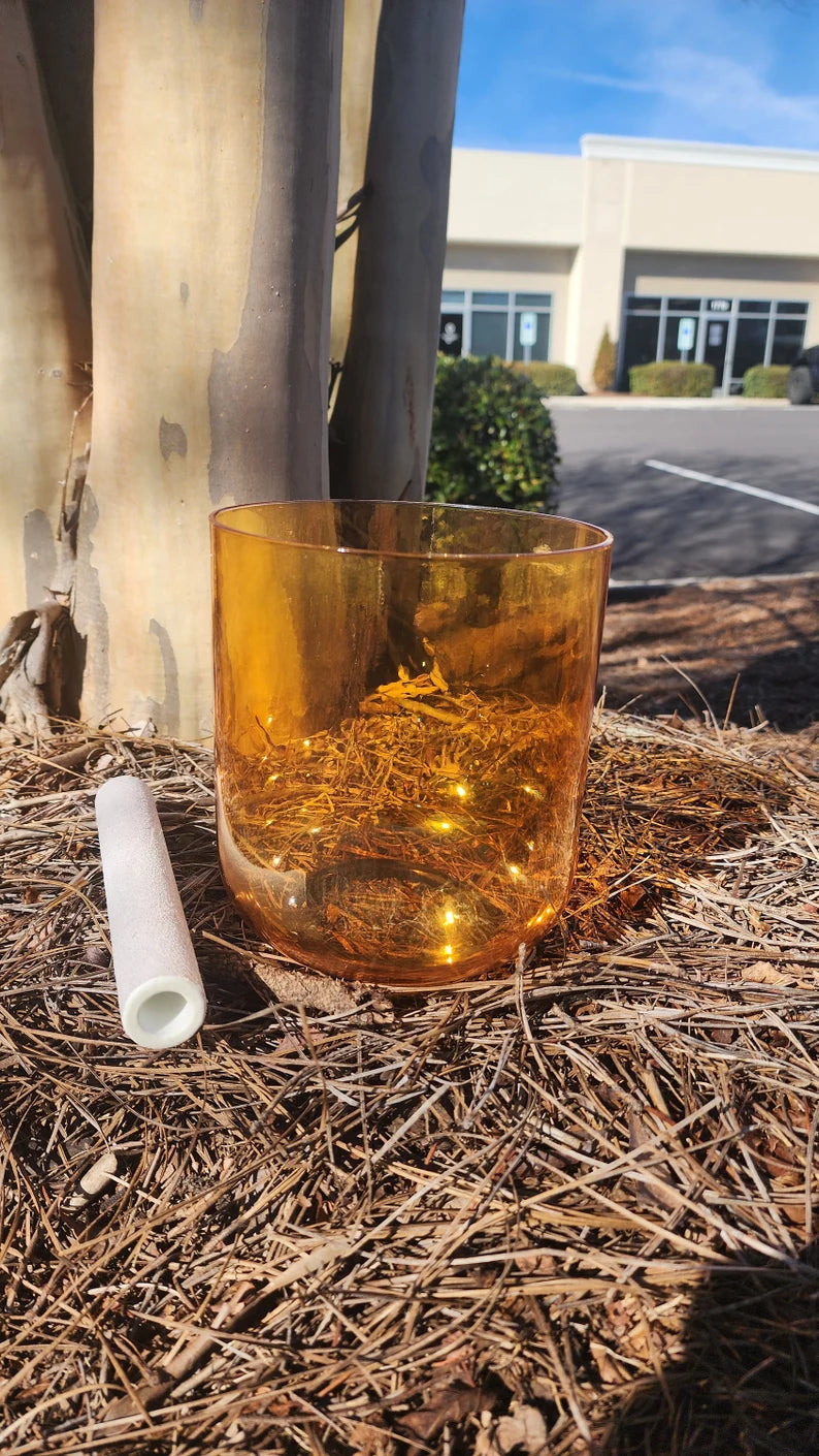 Earthen Clarity Resonance 6" Thymus G# Chakra Clear Crystal Singing Bowl - Discover Harmony and Balance w/ Striker and O-ring