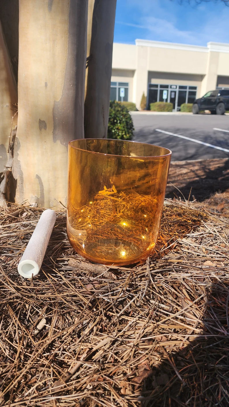 Earthen Clarity Resonance 6" Thymus G# Chakra Clear Crystal Singing Bowl - Discover Harmony and Balance w/ Striker and O-ring