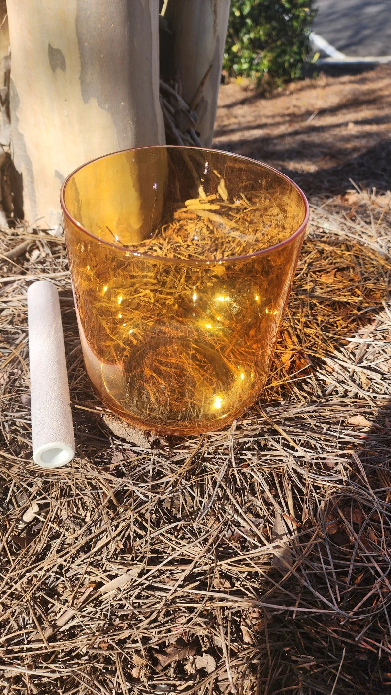 Earthen Clarity Resonance 6" Thymus G# Chakra Clear Crystal Singing Bowl - Discover Harmony and Balance w/ Striker and O-ring